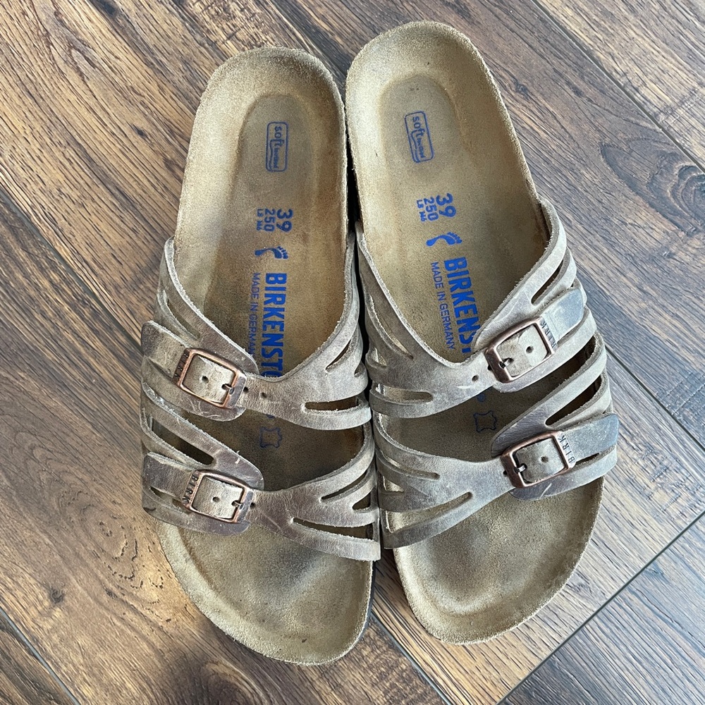 Birkenstock Taupe Soft Footbed Sandals Size 39
